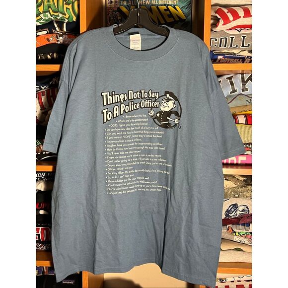 Vintage Y2K NWT Things Not To Say To Police Funny Parody Tee - Picture 1 of 4